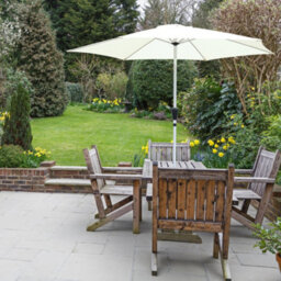 Glamhaus Tilting Garden Parasol Table Umbrella 2.7M With Crank Handle, Uv40 Protection, Includes Protection Cover - Cream - thumbnail 6