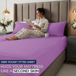 Aspire Homeware Purple Fitted Sheet 40 Cm Extra Deep Pocket Hypoallergenic Bed Sheet Microfiber (L)190Cm X (W)90Cm, Single - thumbnail 5