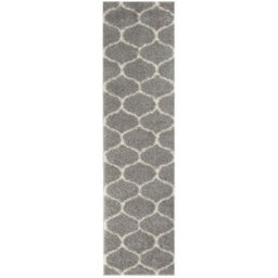 The Rugs Moroccan Shaggy Rugs And Runners Soft Fluffy Trellis Design High Pile Grey And Ivory  Living Room Kitchen Hallway 610 - thumbnail 1