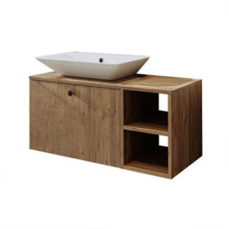 Roomart Lotus Oak Bathroom Vanity Unit With Ceramic Washbasin 95Cm - thumbnail 1