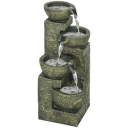 Outsunny Garden Water Feature With Adjustable Flow, 4-Tier Stone Look Bowls - thumbnail 2
