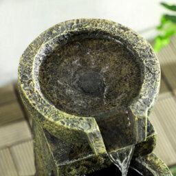 Outsunny Garden Water Feature With Adjustable Flow, 4-Tier Stone Look Bowls - thumbnail 7