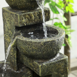 Outsunny Garden Water Feature With Adjustable Flow, 4-Tier Stone Look Bowls - thumbnail 9