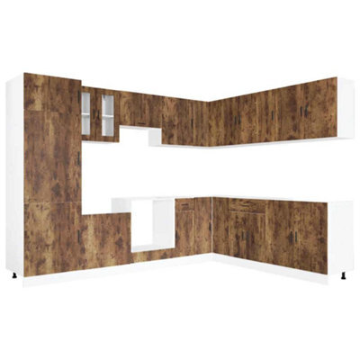 Berkfield Elegant 14 Piece Kitchen Cabinet Set Porto Smoked Oak Engineered Wood