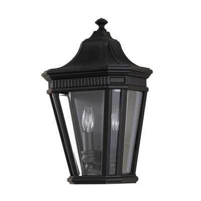 Stylish Outdoor Ip44 2 Bulb Black Wall Lantern Light With Led E14 60W