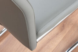 Furniturebox Giovani Rectangular 6 Seat White High Gloss Unique Halo Base Dining Table Grey Glass Top 6 Grey Faux Leather Lorenzo Chairs - thumbnail 9