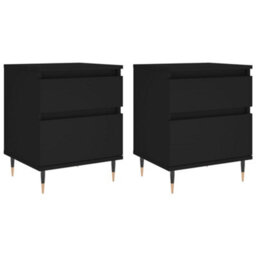 Berkfield Bedside Cabinets 2 Pcs Black 40X35X50 Cm Engineered Wood - thumbnail 2