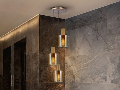 Luminosa Lighting Luminosa Venize Cluster Pendant Ceiling Light Copper, Amber 3Xe27 - Uk Stock - image 1