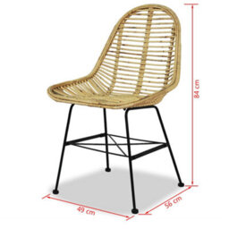 Berkfield Dining Chairs 2 Pcs Natural Rattan - thumbnail 5