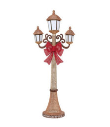 Xample 7Ft (2.1M) Lighted Christmas Lamp Post With 220 Led Lights, 3 Lanterns, Red Bow, Twinkling Bulbs, Indoor & Outdoor Decoration - thumbnail 3
