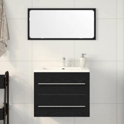 Berkfield Bathroom Sink Cabinet Black Oak 60X38.5X48 Cm Engineered Wood - thumbnail 1
