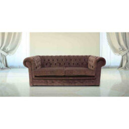 Chesterfield Handmade 3 Seater Sofa Settee Pimlico Chocolate Brown Fabric In Classic Style