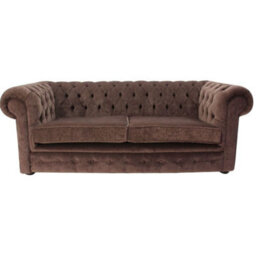 Chesterfield Handmade 3 Seater Sofa Settee Pimlico Chocolate Brown Fabric In Classic Style - thumbnail 2