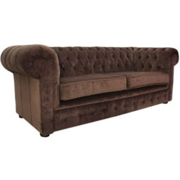 Chesterfield Handmade 3 Seater Sofa Settee Pimlico Chocolate Brown Fabric In Classic Style - thumbnail 3