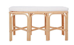 Nordlys Natural Rattan And Beige Fabric Bench Exotic Boho Entryway - thumbnail 8