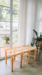 Nordlys Natural Rattan And Beige Fabric Bench Exotic Boho Entryway - thumbnail 4