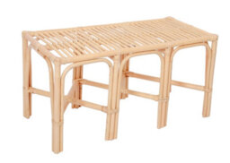 Nordlys Natural Rattan And Beige Fabric Bench Exotic Boho Entryway - thumbnail 7
