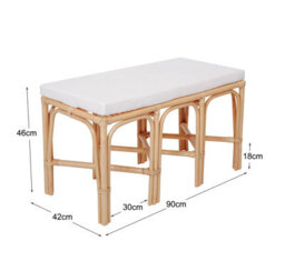 Nordlys Natural Rattan And Beige Fabric Bench Exotic Boho Entryway - thumbnail 6