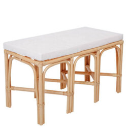 Nordlys Natural Rattan And Beige Fabric Bench Exotic Boho Entryway - thumbnail 1