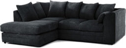 BlissFurniture Ltd Bliss Furniture Black Jumbo Cord 4 Seater Left Hand Corner Sofa Scatter Back Design Compact And Comfortable - thumbnail 1
