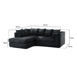 BlissFurniture Ltd Bliss Furniture Black Jumbo Cord 4 Seater Left Hand Corner Sofa Scatter Back Design Compact And Comfortable - thumbnail 2
