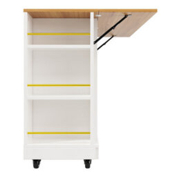 Abrihome Mobile Kitchen Island Cart W/ 2 Drawers, Double-Sided Racks & Foldable Worktop, White - Portable Storage Trolley - thumbnail 8