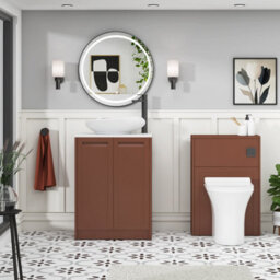 Royal Bathrooms Royal Bathroom Elmore 600mm Terracotta Clay Freestanding Bathroom Vanity Unit 2 Door Plain White Worktop With Nova Basin - thumbnail 5