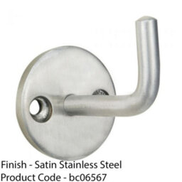 Loops Slimline Single Coat Hook On Round Rose - 45mm Projection Satin Stainless Steel - thumbnail 2