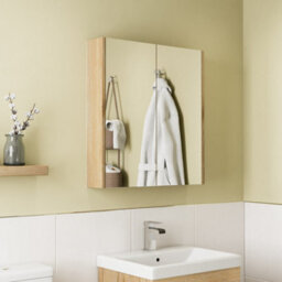 Affine 650 X 600mm Oak Bathroom Mirror Cabinet Storage Wall Mounted Cupboard Door Unit - thumbnail 1