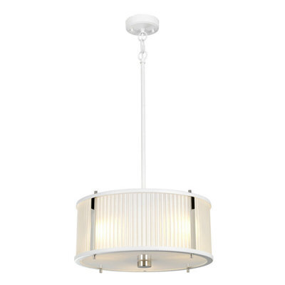 Stylish 3 Bulb Ceiling Pendant Light In White Satin And Nickel Finish - image 1