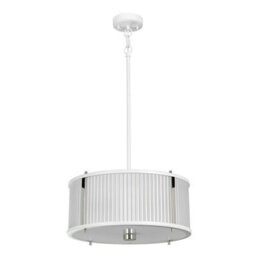 Stylish 3 Bulb Ceiling Pendant Light In White Satin And Nickel Finish - thumbnail 2