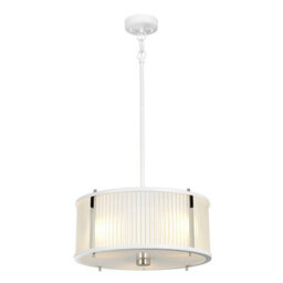 Stylish 3 Bulb Ceiling Pendant Light In White Satin And Nickel Finish