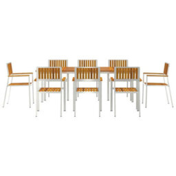 Berkfield Garden Dining Set 9 Pcs Brown Solid Acacia Wood - thumbnail 7
