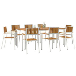 Berkfield Garden Dining Set 9 Pcs Brown Solid Acacia Wood - thumbnail 3