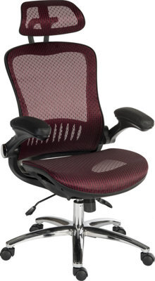 Teknik Harmony Mesh Executive Chair Red With Removable Headrest, Gas Lift Seat Height Adjustment And Tilt To Seat And Back - image 1