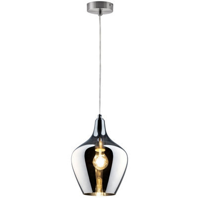 Luminosa Lighting Luminosa Paso Dome Pendant Ceiling Light Nickel Matt Smoke Glass Shade 1X E14 - image 1