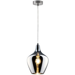 Luminosa Lighting Luminosa Paso Dome Pendant Ceiling Light Nickel Matt Smoke Glass Shade 1X E14 - thumbnail 1