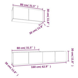 Berkfield 3 Piece Tv Cabinet Set Concrete Grey Engineered Wood - thumbnail 7