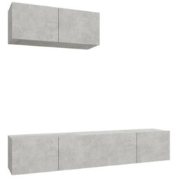 Berkfield 3 Piece Tv Cabinet Set Concrete Grey Engineered Wood - thumbnail 2