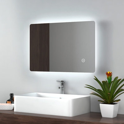 Emke Illuminated Led Bathroom Mirror With Demister Pad Wall Mounted Dimmable Led Bathroom Mirror, 400X600mm - image 1
