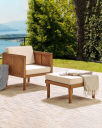 Beliani Garden Ottoman Baratti Acacia Wood Brown - thumbnail 2