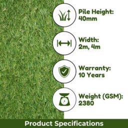 "Velvet 40mm Super Soft Outdoor Artificial Grass, Premium Artificial Grass For Lawn Patio-3M(9'9"") X 4M(13'1"")-12M²" - thumbnail 4