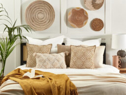Beliani Set Of 2 Decorative Cushions Ceiba Cotton 45 X 45 Cm Beige Geometric Pattern - thumbnail 2