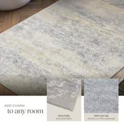 Tectake Washable Rug Dalia - Various Sizes, Faded Pattern, Easy-Care Short Pile, Non-Slip 160 X 230 Cm - Beige - thumbnail 4