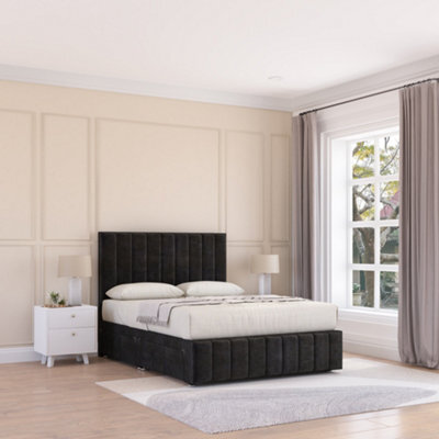 Sloomy California Divan Bed Set With 2 Drawers Footend - Plush Velvet - image 1
