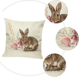 2-Piece Decorative Cushion Cover Set With Rabbit Pattern For Easter, Chair - thumbnail 3