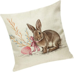 2-Piece Decorative Cushion Cover Set With Rabbit Pattern For Easter, Chair - thumbnail 1