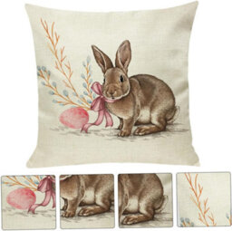 2-Piece Decorative Cushion Cover Set With Rabbit Pattern For Easter, Chair - thumbnail 2