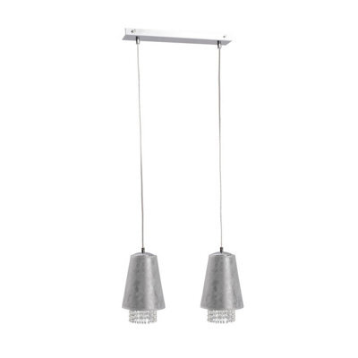 Luminosa Lighting Luminosa Molly Bar Pendant Ceiling Light Crystal Silver, 50Cm, 2X E27