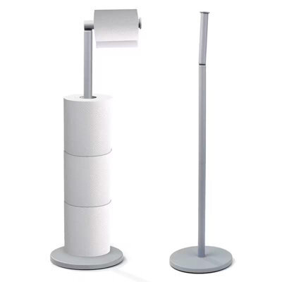 Dyzi Freestanding Toilet Roll Holder With Storage Stainless Steel Stand - image 1